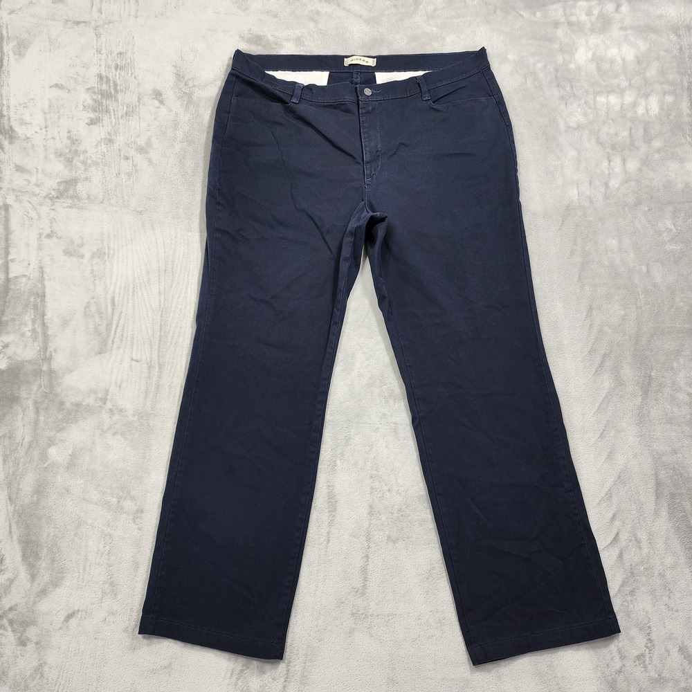 Riders Pants Womens 18 Navy‎ Chino Relaxed Fit Straight Leg Stretch Twill Office
